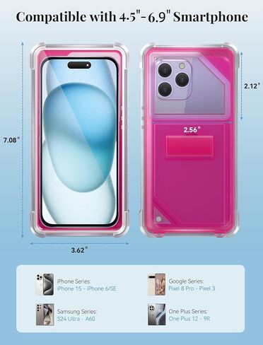 TOPGO Waterproof Phone Case with Crossbody Lanyard for Snorkeling, Diving and Filming [Underwater Screen Touchable & Water Protector] Cell Phone Dry Box Up to 7 inch for iPhone/Galaxy/Pixel- Pink in Saudi Arabia