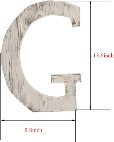 NA Large G Sign Wall Decor Letters Wood Distressed White Letters DIY Block Words Sign Alphabet Free Standing Hanging for Home Bedroom Office Wedding Party (G) in Saudi Arabia