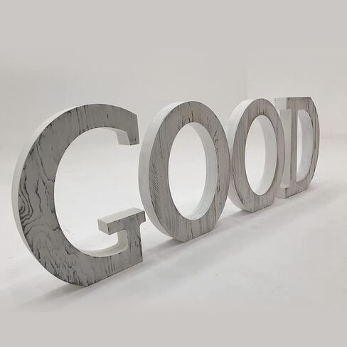 NA Large G Sign Wall Decor Letters Wood Distressed White Letters DIY Block Words Sign Alphabet Free Standing Hanging for Home Bedroom Office Wedding Party (G) in Saudi Arabia