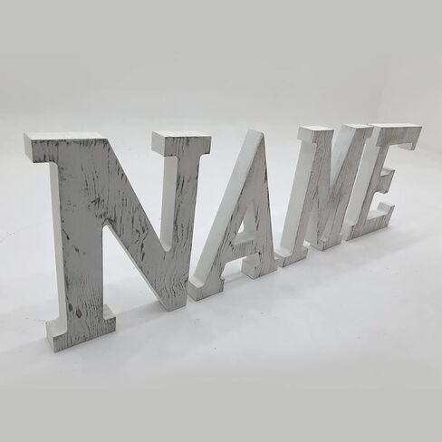 NA Large G Sign Wall Decor Letters Wood Distressed White Letters DIY Block Words Sign Alphabet Free Standing Hanging for Home Bedroom Office Wedding Party (G) in Saudi Arabia