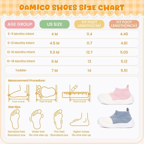 Oamico Baby Sock Shoes Non-Slip Slip-On Walking Shoes Newborn Breathable Lightweight Slippers with Soft Rubber Sole Indoor Outdoor Sneakers in Saudi Arabia