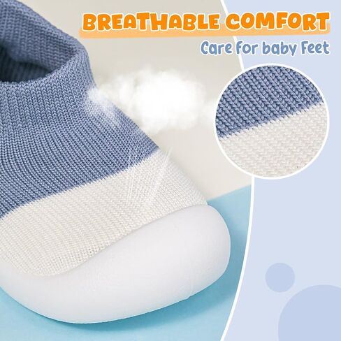 Oamico Baby Sock Shoes Non-Slip Slip-On Walking Shoes Newborn Breathable Lightweight Slippers with Soft Rubber Sole Indoor Outdoor Sneakers in Saudi Arabia