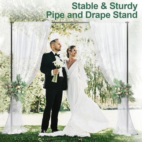 Pipe and Drape Backdrop Stand Kit 12x10ft, Heavy Duty Backdrop Stand, Adjustable Metal Background Stand Backdrop for Parties Wedding Birthday Decoration Photography Photo Booth in Saudi Arabia