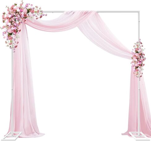 Wokceer Metal Heavy Duty Backrop Stand Square 8x8FT Adjustable Pipe and Drape Kit White Photo Booth Stand for Wedding Ceremony Birthday Party Photography Exhibition Celebration in Saudi Arabia