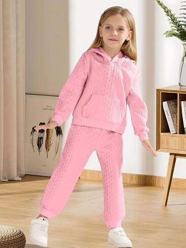 Toddler Baby Girl Clothes,Knitted Twist Hoodie Sweater Long Sleeve Tops+Pants 2 Piece Little Girls Outfits in Saudi Arabia