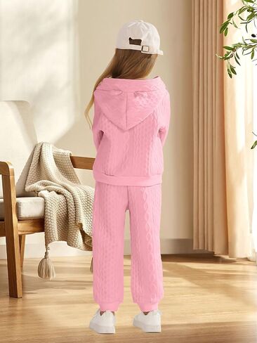 Toddler Baby Girl Clothes,Knitted Twist Hoodie Sweater Long Sleeve Tops+Pants 2 Piece Little Girls Outfits in Saudi Arabia