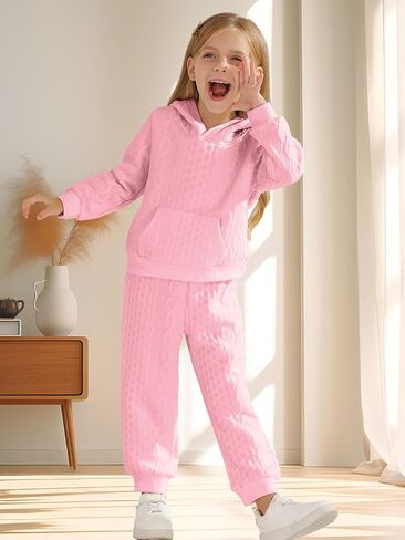 Toddler Baby Girl Clothes,Knitted Twist Hoodie Sweater Long Sleeve Tops+Pants 2 Piece Little Girls Outfits in Saudi Arabia
