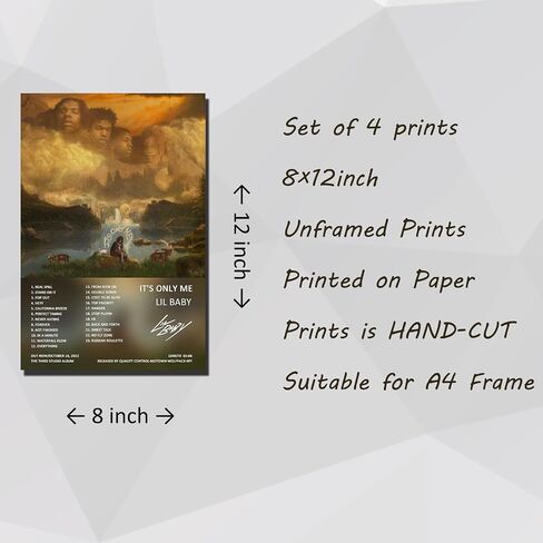 sigeliu Lil Peep Poster Album Cover Limited Edition Posters (Set of 4) Unframed 8in x 12in(20x30cm) Wall Art Decor Print Picture Paintings for Living Room Bedroom Decoration in Saudi Arabia