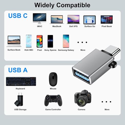USB C to USB Adapter(8 Pack),USB to USB C Adapter,USB C to USB A Adapter,USB C to USB 3.0 Adapter,USB C to USB Converter for iPhone 15,MacBook Pro/Air,iPad Pro,Galaxy S20-S23 and More,Grey in Saudi Arabia