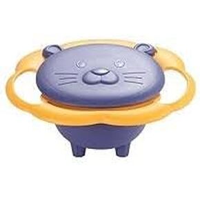 BPA Free Anti Spill 360 Rotate Gyro Bowl for Babies, Universal Kids Feeding Tableware (Yellow/Purple), Small