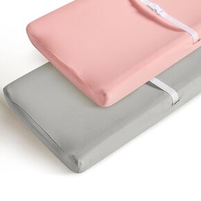 2 Pack Changing Pad Cover, Soft and Breathable Changing Table Pad Cover for Infant Newborn Baby Boys or Girls Unisex, Minky Changing Pad Sheet, Premium Changing Table Covers (Sand + Green)