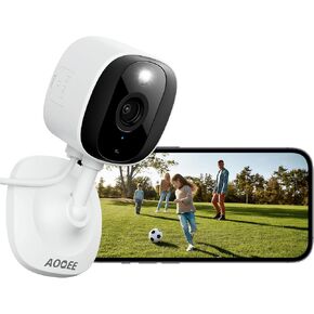 2K Home Security Cameras- Outdoor/Indoor Cameras for Baby/Nanny/Dog, 2.4Ghz WiFi Camera with 2-Way Talk, 24/7 SD Recordings, Color Night Vision, Siren, Works with Alexa/Google Home, C1-White-4P