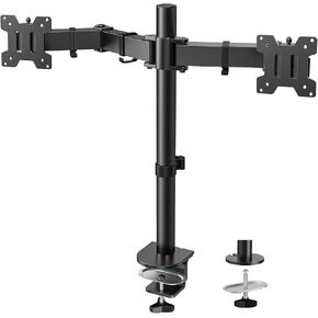 HUANUO Dual Monitor Desk Mount, Heavy-Duty Steel Adjustable Arm for 13-32 Inch Screens, Tilt, Swivel, Rotate, C-Clamp & Grommet Base, Holds up to 17.6 lbs per Arm, VESA 75/100mm