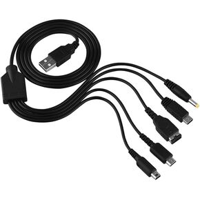 Naroote 5 in 1 USB Charger Cable for, Multi System DSi Charger Cable Compatible with NDS Ll XL 3DS PSP Multi Function Charging Cable