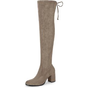 Perphy Round Toe Chunky Heel Over the Knee Boots for Women