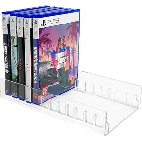 Acrylic PS5 Game Holder Storage,Clear Video Game Storage for PS5 PS4 PS3 Game Case Storage PS5 video game storage Fits up to 12 Games (Clear)