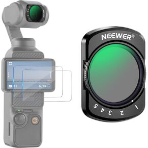 NEEWER Variable ND2-32 Filter Compatible with DJI Osmo Pocket 3, Magnetic 1-5 Limited Stops Adjustable ND Filter, Action Camera Accessories, HD Optical Glass, Includes 2 LCD Screen Protectors, FL-50