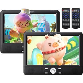 YOTON 12.5" Dual DVD Players Two 10.5" Screen Portable Headrest DVD Players Play a Same or Two Different Movies with 6 Hours Rechargeable Battery, 2 Mounting Brackets, Support USB/SD/Sync TV
