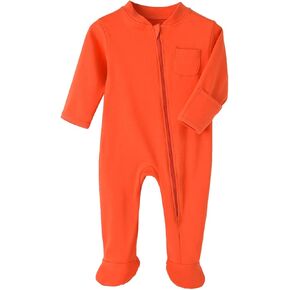 New Born Romper, Baby Bodysuit Jumpsuit, 100% Cotton Long Sleeve with Mitten Cuff and Footies for 0-12 Months
