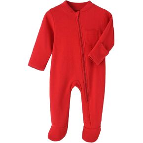 New Born Romper, Baby Bodysuit Jumpsuit, 100% Cotton Long Sleeve with Mitten Cuff and Footies for 0-12 Months in Saudi Arabia