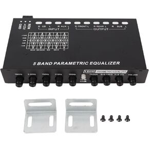 Fydun Car Amplifier Equalizers,Car Audio Graphic Equalizer,Car Audio Equalizer Adjustable 5 Bands Tuning EQ Tuning Crossover Amplifier Graphic Equalizer