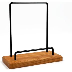 Now Playing Vinyl Record Stand, Vinyl Record Holder, Walnut Wood Vinyl Record Display Stand for Albums, Record Holder for Singles and LPs Black, Holds any Size Record (Iron)