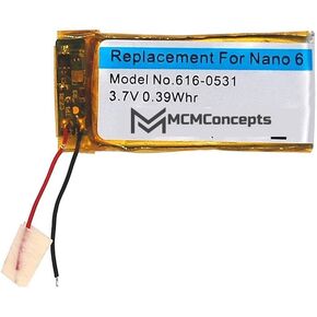MCMConcepts Replacement Battery for Apple iPod Nano 6th Generation 16GB 8GB A1366
