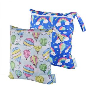 2 Pcs Cloth Diaper Wet Dry Bags Waterproof Reusable Travel Daycare Baby Pump Parts Bag for Swimsuits Clothes with Zipper