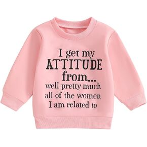 Douhoow Toddler Girl Sweatshirt I Get My ATTITUDE Pullover Sweatshirt Baby Girl Tops Cute Fall Winter Clothes