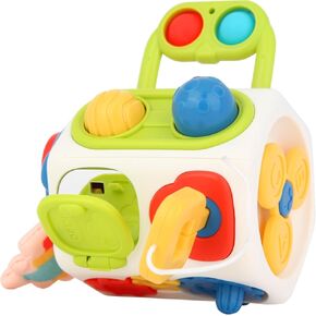 Activity Cube, Sensory Toys for Children Over 18 Months, Travel Toys for Toddlers 2-5, Montessori Toys, 10 in 1 Multi-Functional Busy Board, Children's New Year's First Birthday Gift.