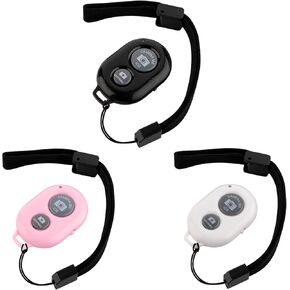 Cellphone Remote (3 Pack), Wireless Bluetooth Camera Remote Control for Phones and Tablets,Compatible with iPhone/Android,Wrist Strap Included (White Pink Purple) (Black Pink White)