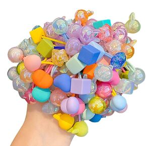 FZBNSRKO 30pcs Baby Hair Ties,Multicolor Star/Floral/Heart/Ball Baby Hair Ties Bows Soft Elastic Ponytail Holders Hair Scrunchies Accessories for Baby Girls Infants Toddlers