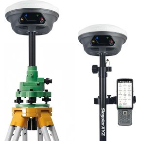 E1 RTK GNSS Survey Equipment 20 Hours Endurance RTK GNSS GPS with IMU Rover & Base Handheld Collector with Survey Software RTK Surveying Equipment,1408 Channels, 5km UHF Range,60° Tilt Survey