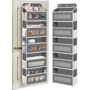 Over The Door Organizer Storage, 5 Shelves Door Organizer Hanging with 10 Mesh Pockets, Behind Door Storage - Ideal for Newborn, Nursery, and Baby Essentials Daily Use（Dark Gray）