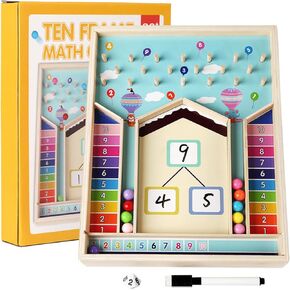 Addition Within 10 Counting & Decomposition Math Game Manipulatives Montessori Educational Toys 1 2 3 Year Old, Kindergarten Preschool 1st Grade Learning Activities, Graduation Birthday Gift Boy Girl