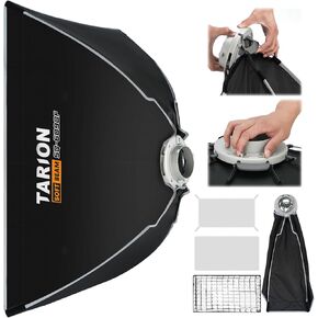 TARION Foldable Strip Softbox for Lighting: Quick 1-Step Assembly, 11.8x47.2in (30x120cm) Stripbox with Grid and 2-Layer Diffusers, Easy Folding Collapsible Photography Soft Box SQ-30120F SOFTBEAM