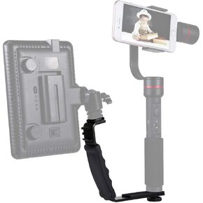 PULUZ L-Shaped Aluminum Camera Bracket Holder Handheld Grip with Dual Side Cold Shoe Mounts for Video Light Flash, DSLR Camera