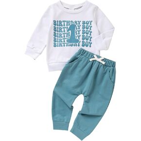 1st Birthday Clothes Outfit Boy Baby One Year Old Birthday Outfit Long Sleeve Shirt Pants Fall Winter Outfit Clothes