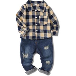 Toddler Baby Boy Clothes Infant Boys Outfits Sweatshirt Pullover Top Denim Pants Clothing Sets
