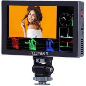 FEELWORLD P6X 5.5 inch 1000nit High Brightness Portable Camera Field DSLR Monitor Touchscreen with Waveform HDR and 4k HDMI in and Out 3D LUT Out Aluminium Housing Weight 249g