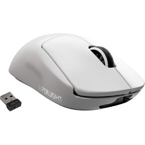 Logitech G PRO X Superlight Wireless Gaming Mouse, Ultra-Lightweight, Hero 25K Sensor, 25,600 DPI, 5 Programmable Buttons, Long Battery Life, Compatible with PC/Mac - White (Renewed)