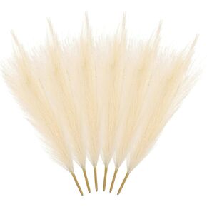 MECCANIXITY 6 Pack 42pcs Faux Pampas Grass,Tall 17.7"/45cm Fake Fluffy Pampas Grass Decor for Living Room Party Wall Vase Wedding Decoration,Dark Green