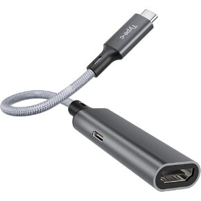 USB C to HDMI Adapter for MacBook Pro,Type C to HDMI Female Connector with 100W PD Charger Port,Thunderbolt 3/4 to 4K HDTV Output for iMac,iPad Air,Surface,Steam Deck,Pixelbook,XPS,iPhone 16 15,Galaxy