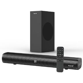 Sound Bars for TV with Subwoofer 2.1 CH 120W Soundbar for TV, for PC, Gaming, Surround Sound System TV Sound Bar Speakers, Home Theater with Bluetooth, HDMI, AUX, USB, Opt Connection, 16 Inch, MF604S
