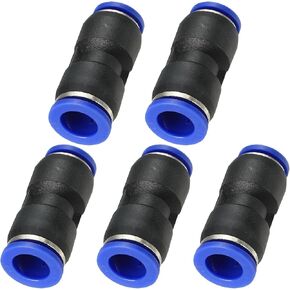 PATIKIL 4 x 6mm Push to Connect Fittings, 10Pcs Plastic Air Line Hose Fitting Quick Release Pneumatic Connectors Straight Union Two Way Coupler for Tube, Blue