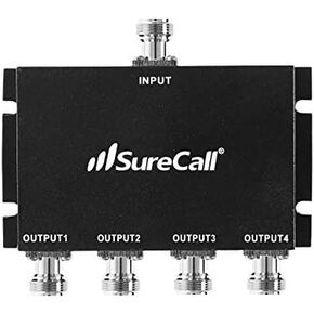 SureCall 4-Way Splitter Ultra-Wideband UWB 600-2700 MHz High Performance with N-Female Connectors, Black