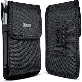 Cell Phone Holster for Galaxy S24 Ultra, S23 Ultra, S22 Ultra, S21 Ultra, Note 20 Ultra, Rugged Nylon Vertical Belt Holder Case with Clip Pouch Cover (Fits Samsung Ultra with Otterbox Commuter Case)