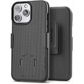 Encased DuraClip Designed for iPhone 13 PRO Belt Clip Case (2021) Slim Phone Cover with Holster (Black)