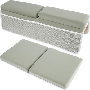 2Pcs Baby Bath Kneeler and Elbow Rest Pad Set, Anti-Slip Bath Tub Elbow Pad with 4 Organizer Pockets, Painless Memory Foam Mat, Washable Baby Bath Cushion for Toddler Bathroom