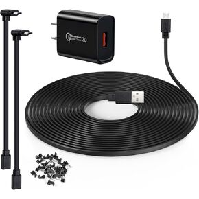 50 ft Camera Extension Cable for Wyze Cam v4, Wyze Cam Pan v3, Wyze OG, Wyze Cam v3 and v3 Pro，Outdoor Charging Cord with L-Shaped Adapter and 18W Power Adapter